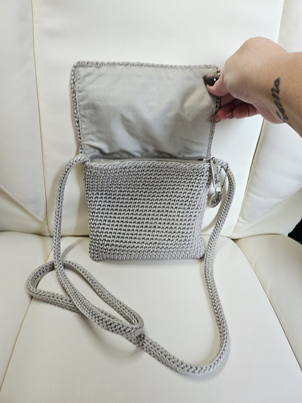 The Sak Light Gray Crochet Crossbody Bag - Picture 6 of 8